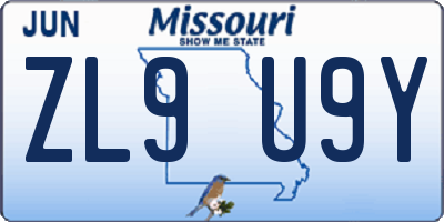 MO license plate ZL9U9Y