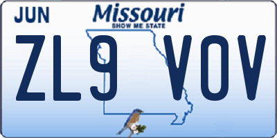 MO license plate ZL9V0V