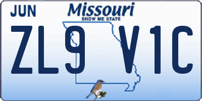 MO license plate ZL9V1C