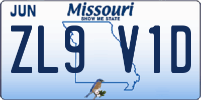 MO license plate ZL9V1D