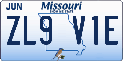MO license plate ZL9V1E