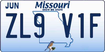 MO license plate ZL9V1F