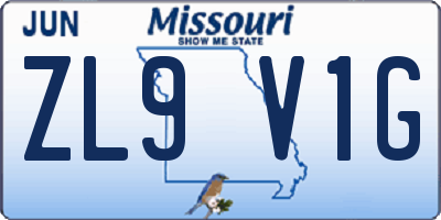 MO license plate ZL9V1G