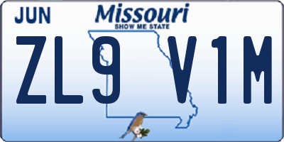 MO license plate ZL9V1M