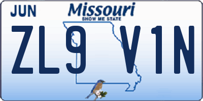 MO license plate ZL9V1N