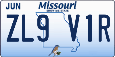 MO license plate ZL9V1R