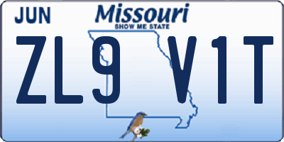 MO license plate ZL9V1T