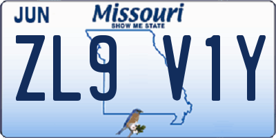 MO license plate ZL9V1Y