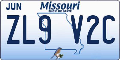 MO license plate ZL9V2C