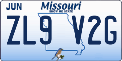 MO license plate ZL9V2G