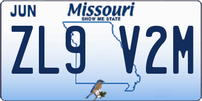 MO license plate ZL9V2M