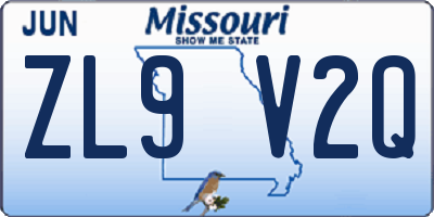 MO license plate ZL9V2Q