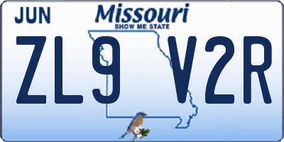 MO license plate ZL9V2R