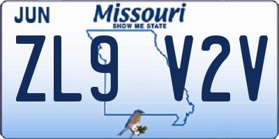 MO license plate ZL9V2V