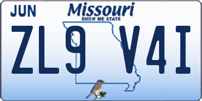 MO license plate ZL9V4I