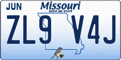 MO license plate ZL9V4J