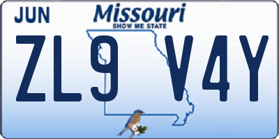 MO license plate ZL9V4Y