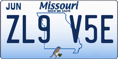 MO license plate ZL9V5E