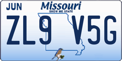 MO license plate ZL9V5G