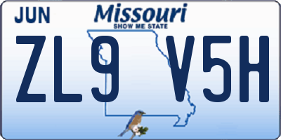 MO license plate ZL9V5H