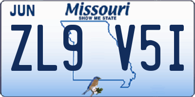 MO license plate ZL9V5I
