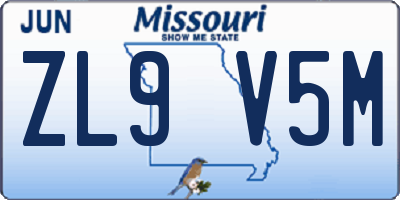 MO license plate ZL9V5M