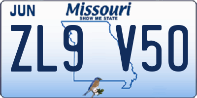 MO license plate ZL9V5O