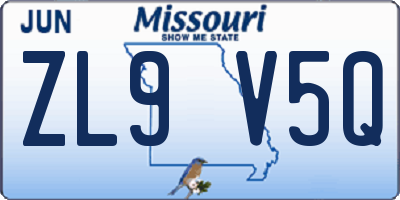MO license plate ZL9V5Q