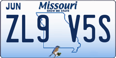 MO license plate ZL9V5S