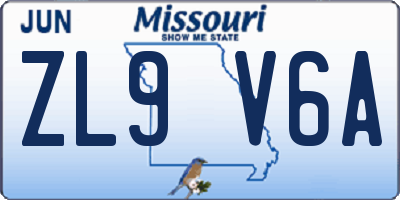 MO license plate ZL9V6A