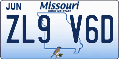MO license plate ZL9V6D