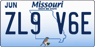 MO license plate ZL9V6E
