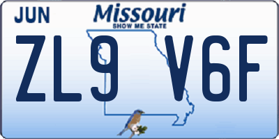 MO license plate ZL9V6F