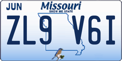 MO license plate ZL9V6I