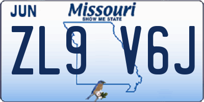 MO license plate ZL9V6J