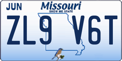 MO license plate ZL9V6T