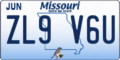 MO license plate ZL9V6U