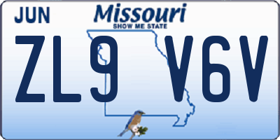 MO license plate ZL9V6V