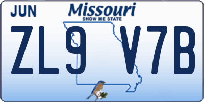 MO license plate ZL9V7B