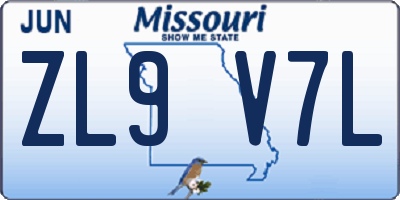 MO license plate ZL9V7L