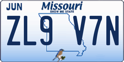 MO license plate ZL9V7N