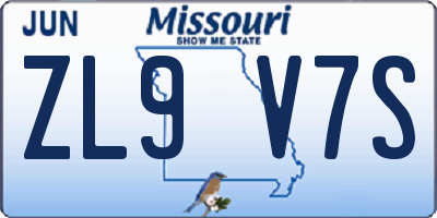 MO license plate ZL9V7S