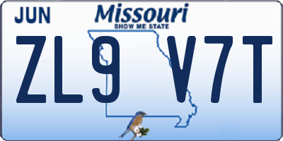 MO license plate ZL9V7T