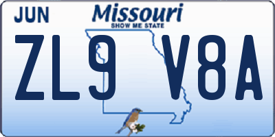 MO license plate ZL9V8A