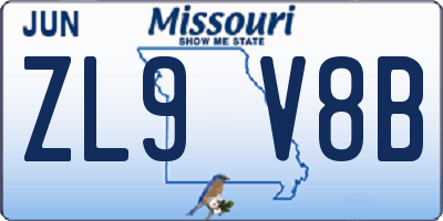 MO license plate ZL9V8B