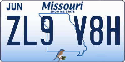 MO license plate ZL9V8H