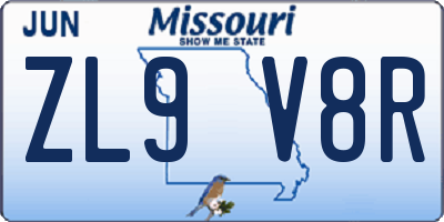 MO license plate ZL9V8R