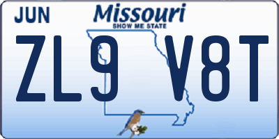 MO license plate ZL9V8T