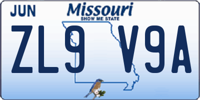 MO license plate ZL9V9A