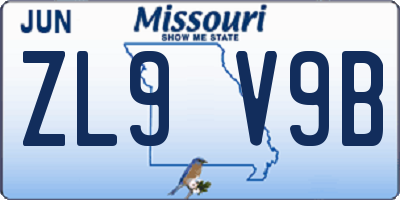 MO license plate ZL9V9B